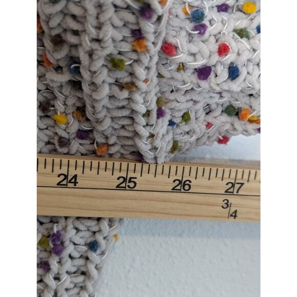 Easel Confetti Pom Pom Crew Neck Knit Cream Sweater Multicolor Size Small M - Picture 4 of 7